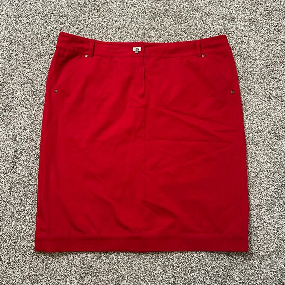 Lafayette 148 red straight knee-length skirt size 16 - Picture 2 of 8